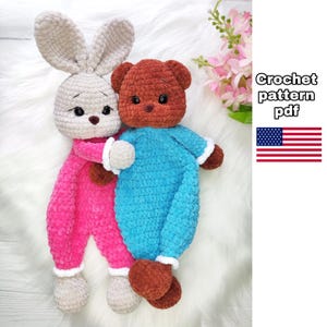 Crochet rabbit pattern, Crochet bear pattern, Crochet bear and rabbit pattern 2 in 1, Rabbit and bear pattern in English