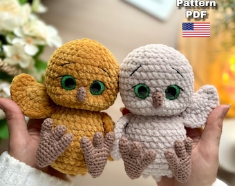Crochet owl pattern, Crochet owl amigurumi pattern, Crochet owl amigurumi tutorial PDF in English.