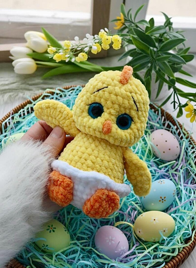Crochet chick pattern. Amigurumi plush toy chick. PDF tutorial in English. Easter chick crochet pattern. imagem 4