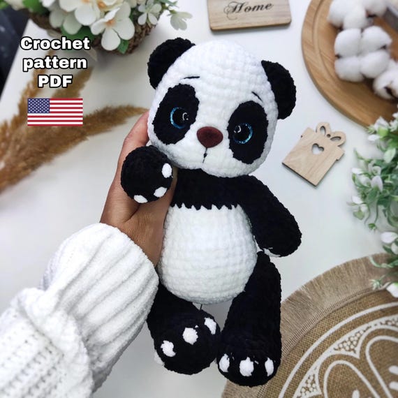 Crochet Panda pattern PDF tutorial. Amigurumi Panda plush.
