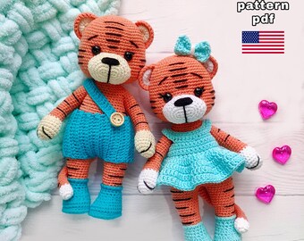 Crochet tiger pattern PDF tutorial, Amigurumi tiger plush, Crochet tiger pattern, DIY crochet tiger, Tiger pattern in English
