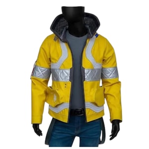 Customizable David Martinez V&#39;s Cyberpunk 2077 Yellow Edgerunners Emergency Cosplay V Leather Jacket LED Collar - HANDMADE  Leather