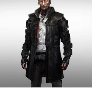 Cyberpunk 2077 Goro Takemura Coat Men’s Long Leather Trench Coat Futuristic Samurai-Inspired Costume Outfit for Gaming Fans Steampunk Gothic