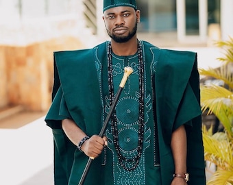 3pcs Asooke Agbada for Men | African Men Wedding Suit | African Men’s Clothing | Groomsmen Agbada | Traditional Wedding attire