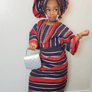 First Birthday Asooke Set for Baby Girls | Traditional Asooke Iro and Buba for Girls | Nigerian Kids Outfit | African Ceremony Attire |