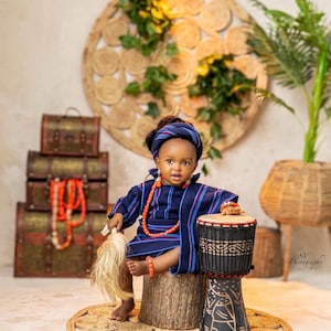First Birthday Asooke Set for Baby Girls | Traditional Asooke Iro and Buba for Girls | Nigerian Kids Outfit | African Ceremony Attire |