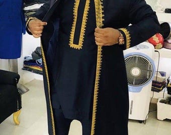 3pcs African Men Agbada | African Men Wedding Suit | Agbada for Men | African Men’s Clothing | Agbada for wedding | Groomsmen Agbada