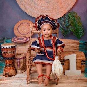 First Birthday Asooke Set for Baby Girls | Traditional Asooke Iro and Buba for Girls | Nigerian Kids Outfit | African Ceremony Attire |