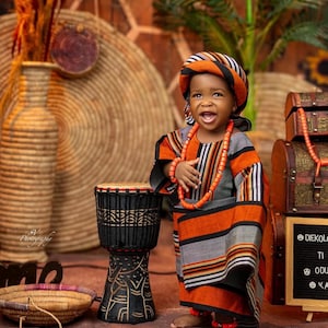 First Birthday Asooke Set for Baby Girls | Traditional Asooke Iro and Buba for Girls | Nigerian Kids Outfit | African Ceremony Attire |