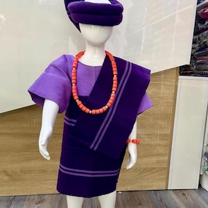 First Birthday Asooke Set for Baby Girls | Traditional Asooke Iro and Buba for Girls | Nigerian Kids Outfit | African Ceremony Attire |