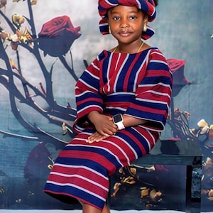 First Birthday Asooke Set for Baby Girls | Traditional Asooke Iro and Buba for Girls | Nigerian Kids Outfit | African Ceremony Attire |