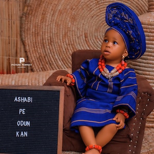 First Birthday Asooke Set for Baby Girls | Traditional Asooke Iro and Buba for Girls | Nigerian Kids Outfit | African Ceremony Attire |