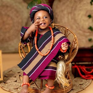 First Birthday Asooke Set for Baby Girls | Traditional Asooke Iro and Buba for Girls | Nigerian Kids Outfit | African Ceremony Attire |
