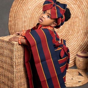 First Birthday Asooke Set for Baby Girls | Traditional Asooke Iro and Buba for Girls | Nigerian Kids Outfit | African Ceremony Attire |