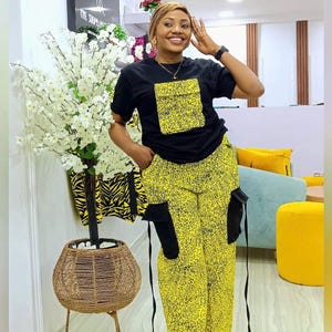 Ankara Hosenset für Frauen | Afrikanische Kleidung | Tribal Print Crop Top | Ankara Hose für Frauen