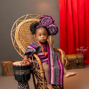 First Birthday Asooke Set for Baby Girls | Traditional Asooke Iro and Buba for Girls | Nigerian Kids Outfit | African Ceremony Attire |