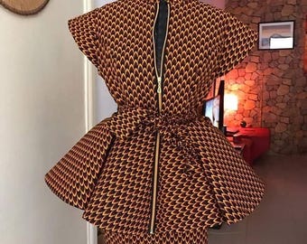 Ankara-rokkenset voor dames | Afrikaanse kleding | Crop top met tribale print | Ankara-rok voor dames