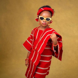 First Birthday Asooke Set for Baby Girls | Traditional Asooke Iro and Buba for Girls | Nigerian Kids Outfit | African Ceremony Attire |