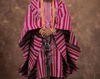 Conjunto de 4 peças Asooke Agbada para Homens | Traje Africano Masculino para Casamento | Roupa Africana Masculina | Agbada para Padrinhos | Traje Tradicional de Casamento