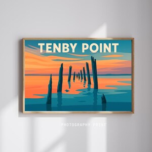 Tenby Point POP ART-AFFISCH, Grafisk konst på strandpiren