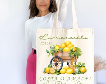 Limoncello La Dolce Vita Tote Bag, Italian Lemon Graphic, Heavy Cotton Canvas
