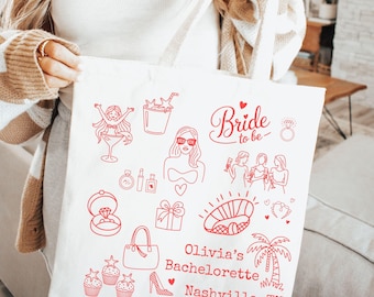 Sac fourre-tout personnalisé EVJF, future mariée, sac cadeau personnalisé escouade de mariée, cadeau de voyage entre filles, cadeau de demoiselle d'honneur, fourre-tout de fête de mariage