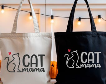 Cat Mama Tote Bag | Heavyweight Cotton Canvas, Zippered
