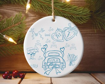 Ornement de mariage personnalisé, cadeau souvenir pour jeunes mariés