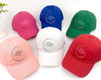 Casquette avec logo personnalisé, casquette de baseball personnalisée, casquette pour papa imprimée DTF, objet décoratif de marque, casquette unisexe réglable en cadeau