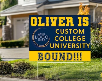 Enseigne personnalisée de cour liée à l'université, enseigne de diplômé personnalisée avec logo de l'université, enseigne de pelouse universitaire liée, piquet en H en métal inclus