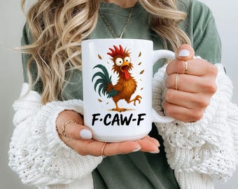 Mug drôle de poulet F-Caw-ny | Meme animal de la ferme