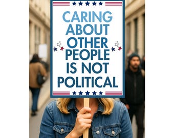 Panneau de protestation Caring About People, affiche de rassemblement antifascisme, 18 x 24