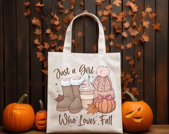 Just a Girl Who Loves Fall Tote Bag: Heavyweight Canvas, Zippered