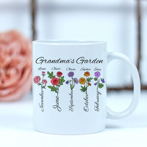 Grandma&#39;s Garden Mug: Personalized Floral Ceramic Coffee Mug