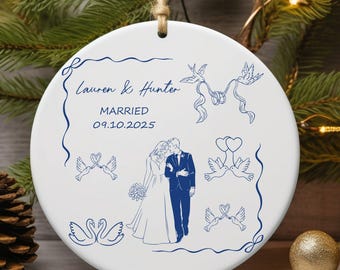 Décoration de mariage personnalisée pour le premier Noël des mariés 2025 : voiture Just Married