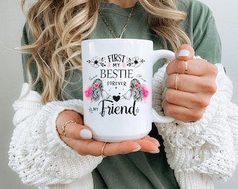 Mug meilleur ami personnalisé, tasse à café Bestie personnalisée avec noms, cadeau d'anniversaire amitié pour elle, cadeau âme soeur meilleure amie, tasse Besties pour toujours