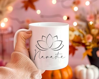 Mug fleur de lotus Namaste : cadeau yoga en céramique pour la méditation