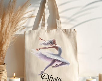 Sac fourre-tout personnalisé pour ballerines : nom personnalisé, sac de danse classique