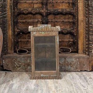 Wooden Glass Display Cabinet | Solid Wood Curio Cabinet with Glass Door | Elegant Farmhouse Display Case | Rustic Storage Furniture