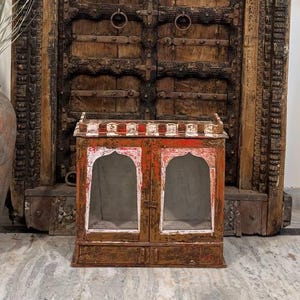 Wooden Glass Display Cabinet | Solid Wood Curio Cabinet with Glass Door | Elegant Farmhouse Display Case | Rustic Storage Furniture