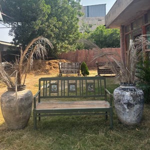 Vintage Wooden Bench – Handcarved Indian Garden Seating