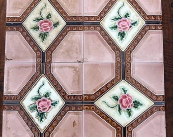 アンティーク セラミック タイル ヴィンテージ ビクトリア朝 オールド