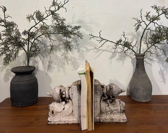 Sujetalibros de madera hechos a mano: decoración rústica de estanterías de granja