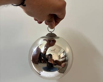 Adorno Kugel de plata vintage – Bola de Navidad de cristal mercurizado