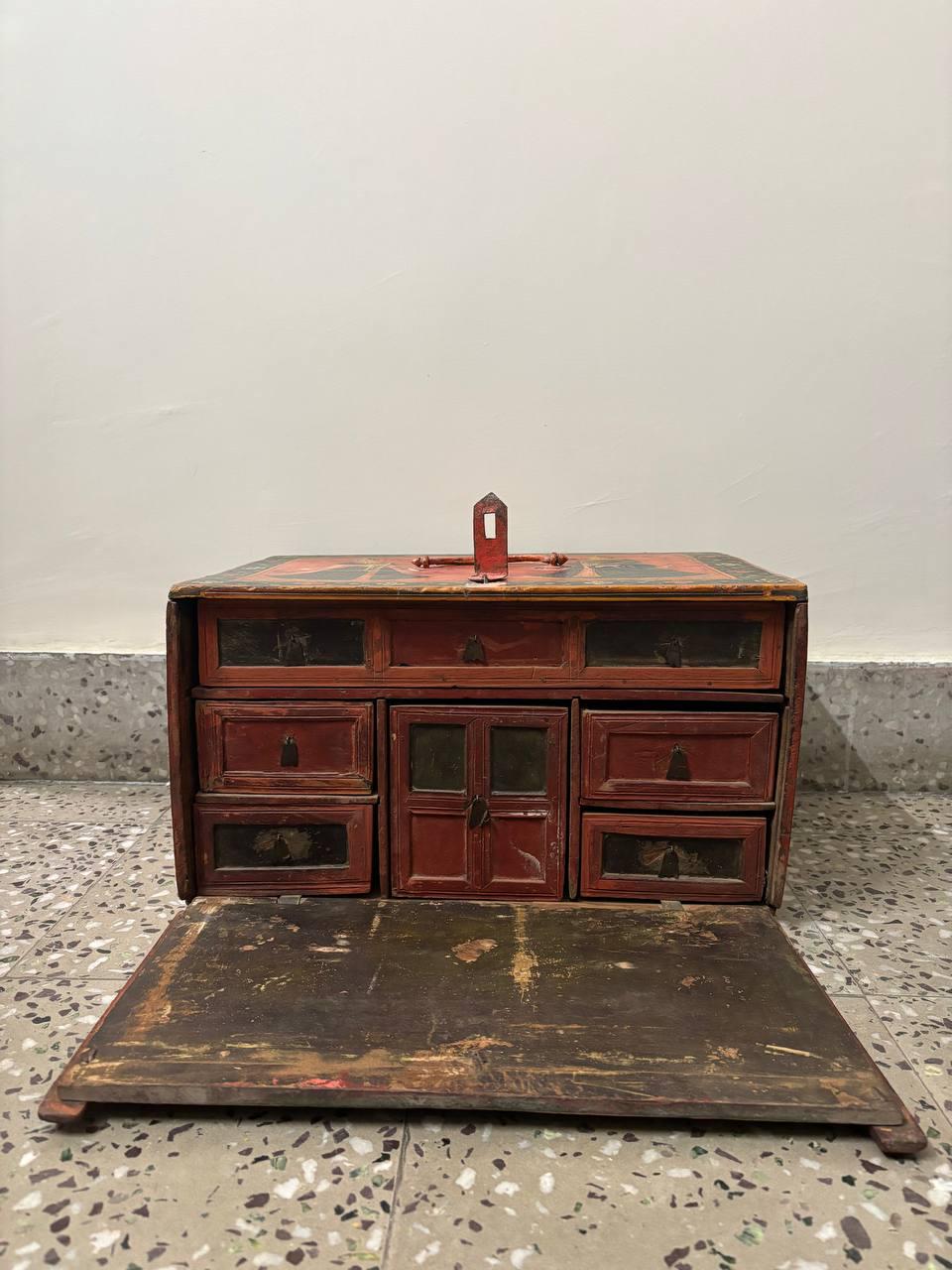 手描きの木製収納ボックス | ヴィンテージ ラジャスタン 象のアート