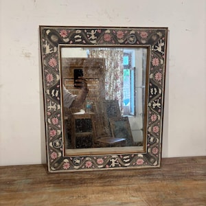 antik inspirierter Indien Spiegel, rustikaler weißer Wandspiegel, Tischspiegel, rustikale Scheunenmöbel, Eingangsspiegel, Bauernhaus Spiegel Dekor