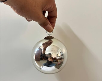 Adorno Kugel de plata antigua – Adorno navideño vintage de cristal mercurizado