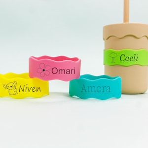 Custom Silicone Bottle Label for Baby, Engraved Name Band for Sippy Cup, Personalized Baby Shower Gift, Daycare Use