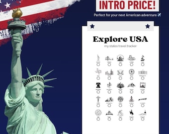 Explore USA Travel Tracker Poster | Printable & Digital Wall Art | Bucket List Gift, USA Checklist