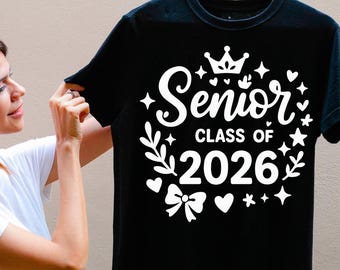 Senior 2026 SVG: Graduation Cut Files with Coquette Bow (Digital Download)
